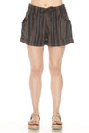 Stripe Tacked Cuffs Shorts
