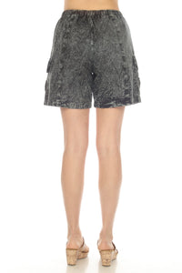 Stonewashed Applique Cargo Shorts