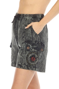 Stonewashed Applique Cargo Shorts