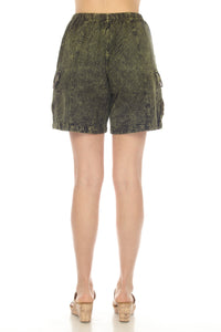 Stonewashed Applique Cargo Shorts