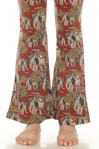 Elephant Print Bellbottom Pants