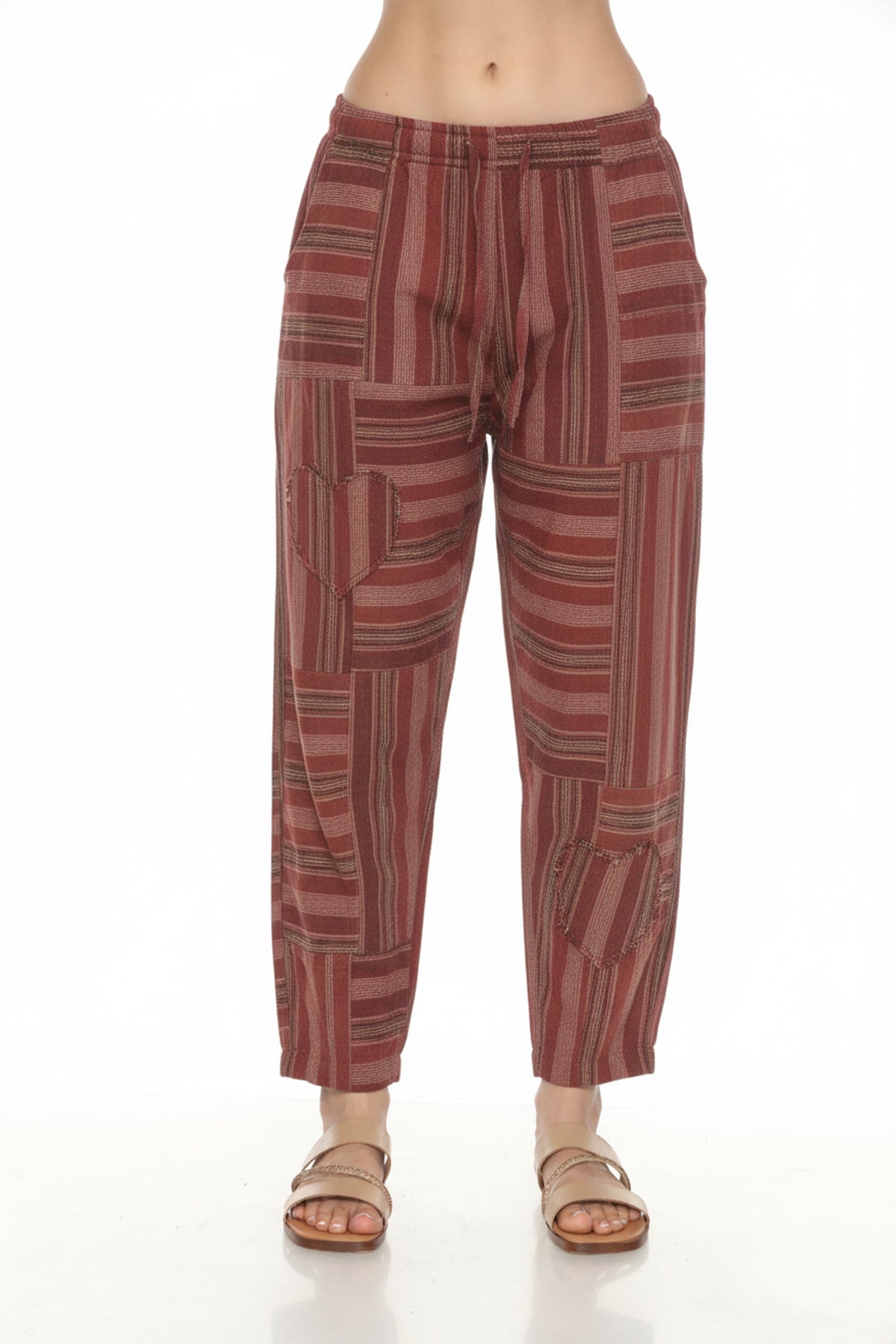 Heart Patchwork Barrel Pants