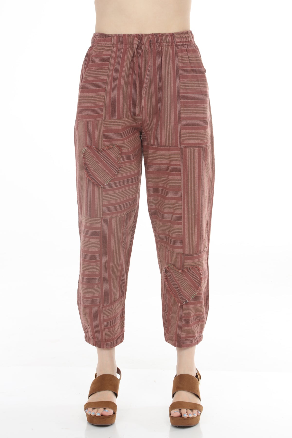 Heart Patchwork Barrel Pants