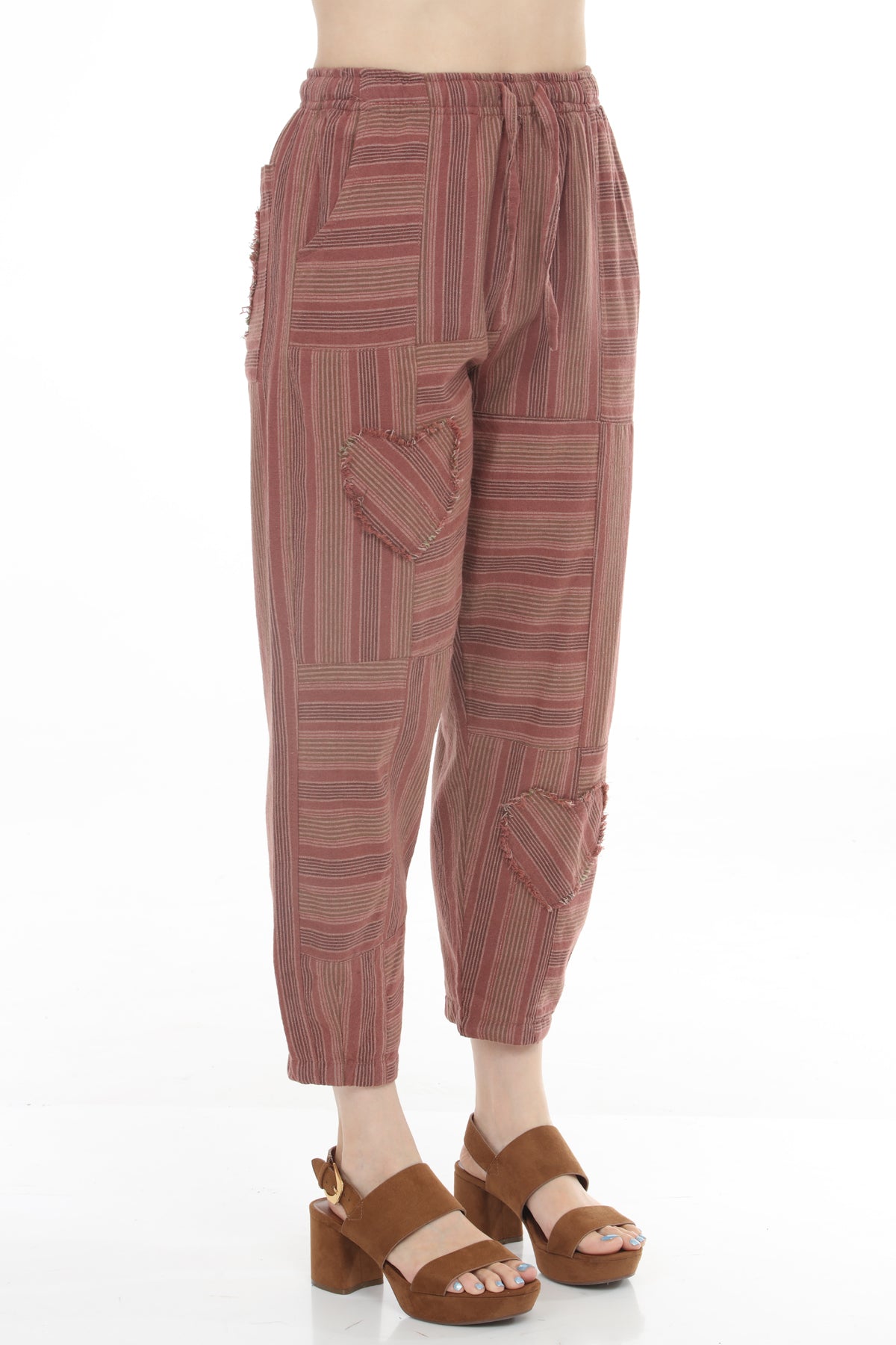 Heart Patchwork Barrel Pants