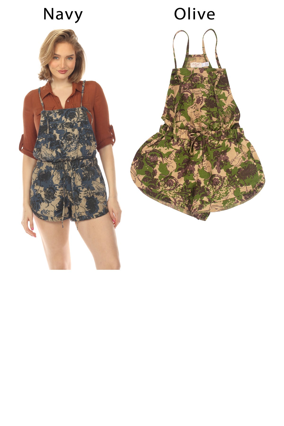 Paisley Cat Shortalls Romper