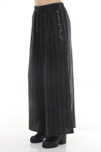 Stonewashed Waffle Wide Leg Pants