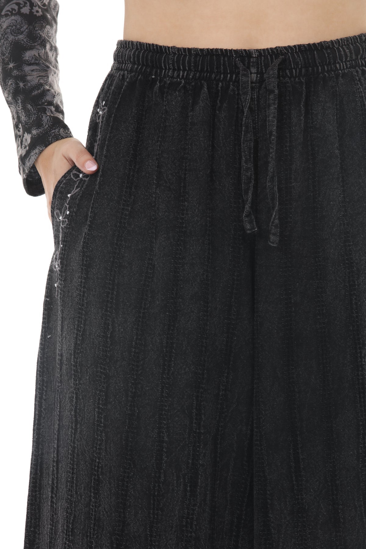 Stonewashed Waffle Wide Leg Pants
