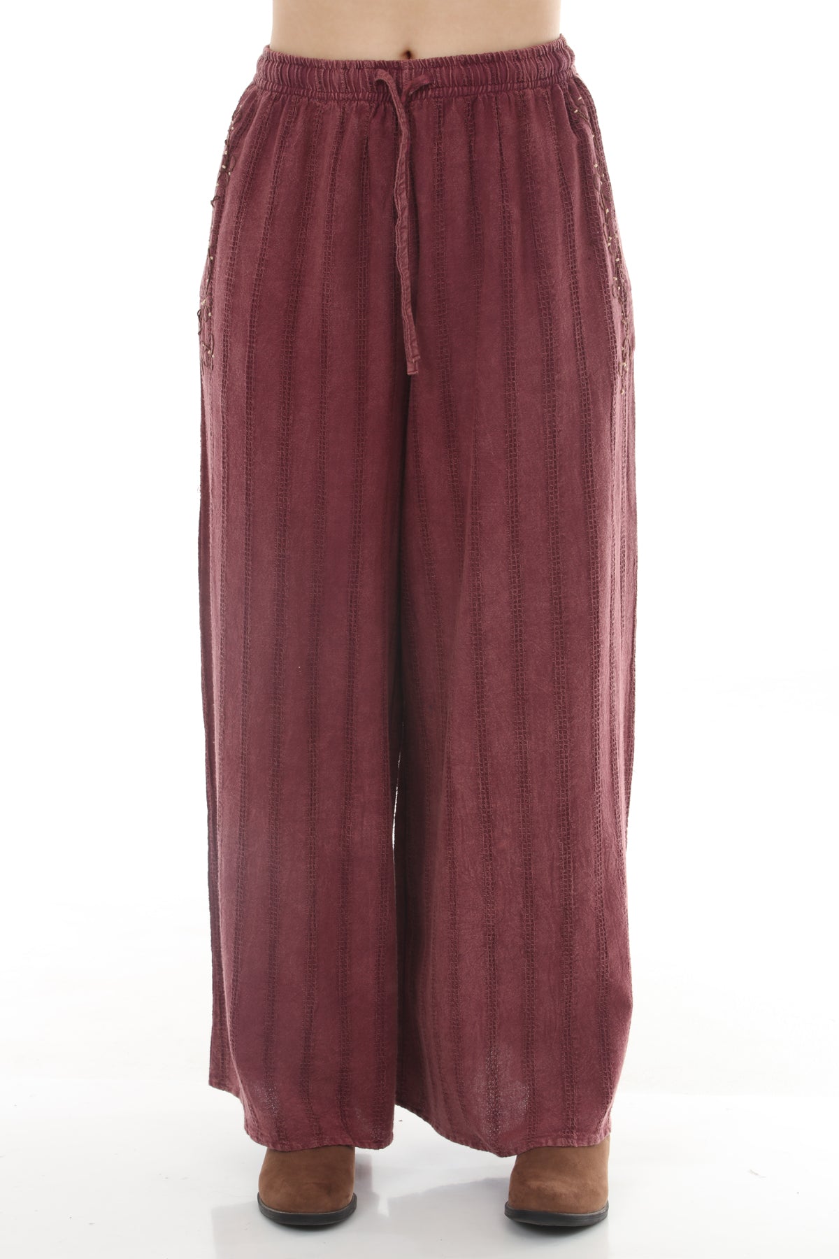 Stonewashed Waffle Wide Leg Pants
