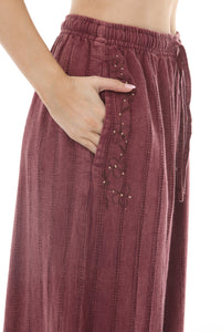 Stonewashed Waffle Wide Leg Pants