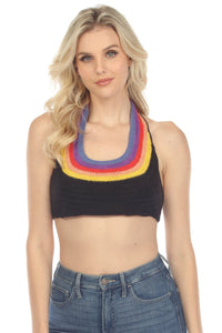 Rainbow Curved Yoke Crochet Top