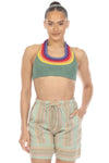 Rainbow Curved Yoke Crochet Top