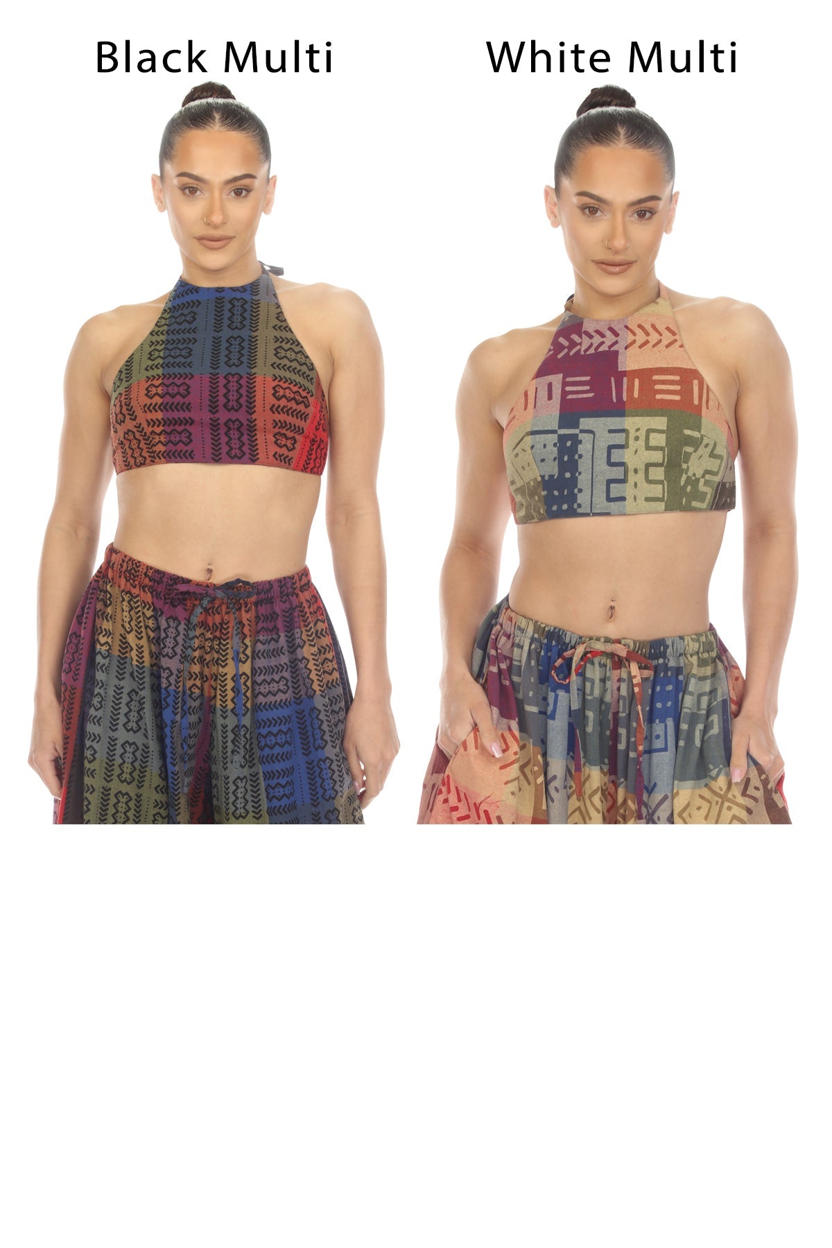 Woven Tribal Patch Print Halter Top