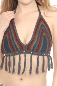 Santa Cruz Fringe Beaded Crochet Top