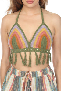 Santa Cruz Fringe Beaded Crochet Top