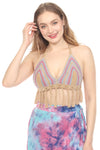 Santa Cruz Fringe Beaded Crochet Top
