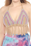 Santa Cruz Fringe Beaded Crochet Top