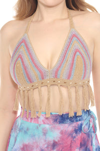 Santa Cruz Fringe Beaded Crochet Top