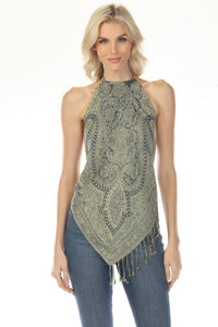 Fringe Paisley Halter Top