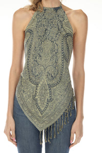 Fringe Paisley Halter Top