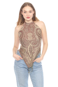 Fringe Paisley Halter Top