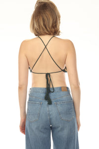 Crochet Flower Stripe Halter Top