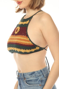 Crochet Flower Stripe Halter Top