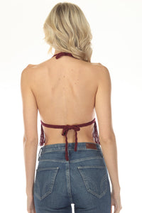 Laced Fringe Crochet Halter Top