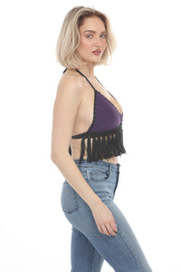 Laced Fringe Crochet Halter Top