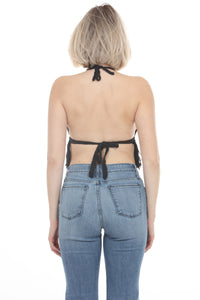 Laced Fringe Crochet Halter Top