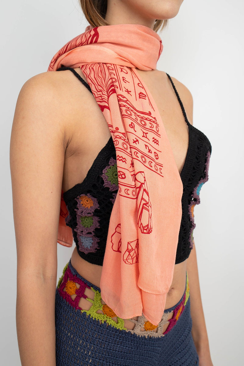 Crystals Printed Soft Sun Scarf