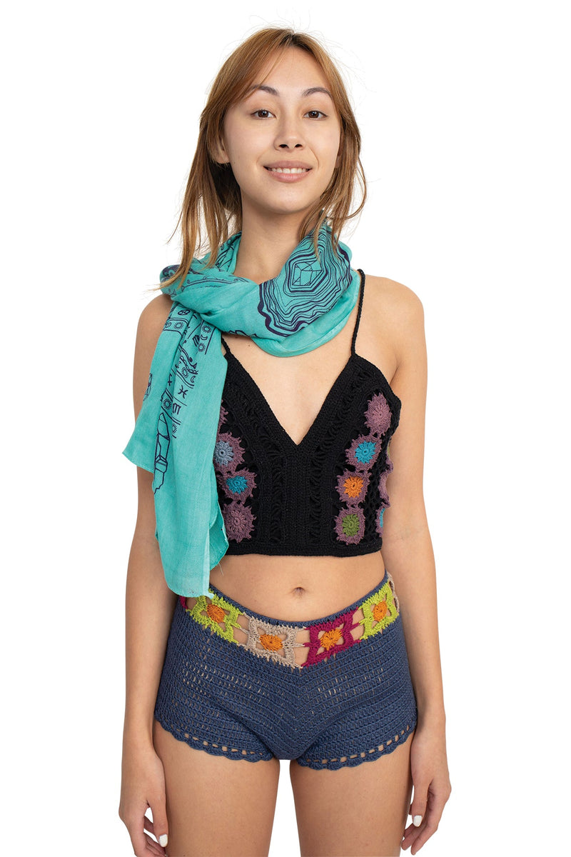Crystals Printed Soft Sun Scarf