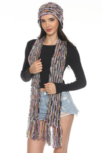 Multi Yarn Fringed Scarf