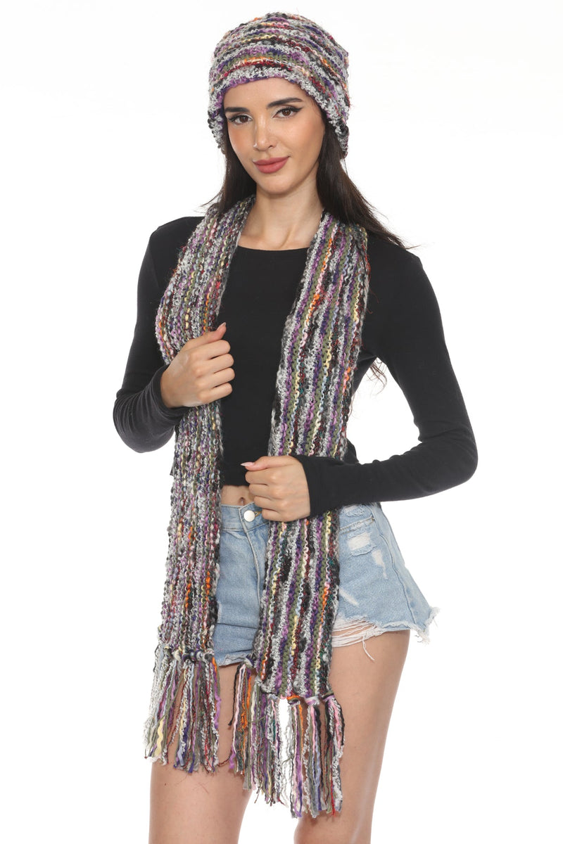 Multi Yarn Fringed Scarf