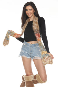 Fuzzy Striped Y2K Scarf