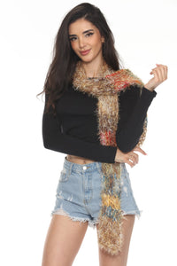 Fuzzy Striped Y2K Scarf