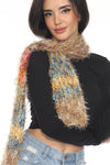 Fuzzy Striped Y2K Scarf