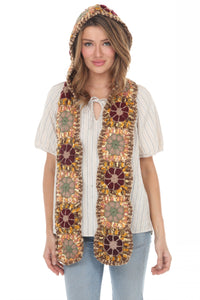 Granny Sq Crochet Hooded Scarf