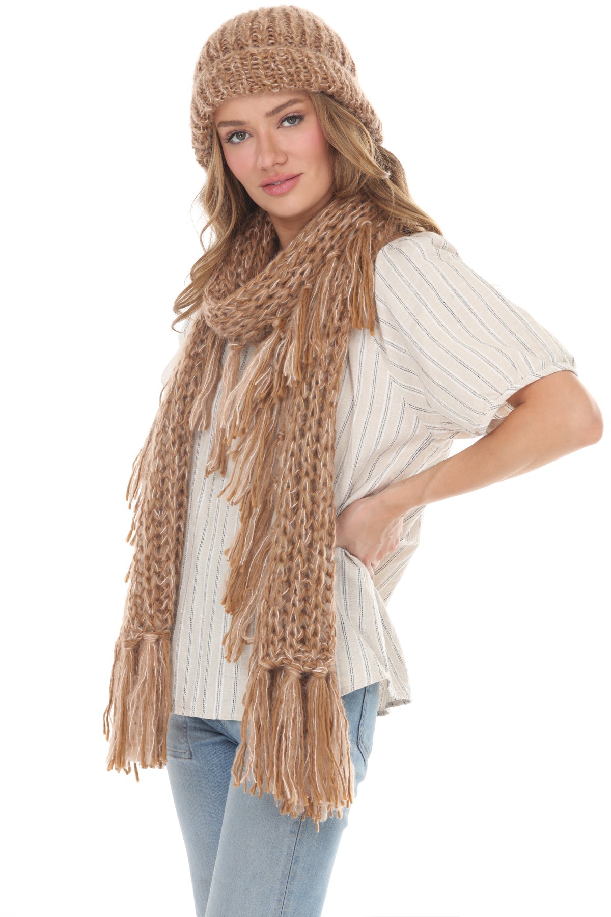 Stevie Fringe Chunky Knit Scarf