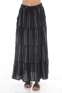 Stripe Tiered Maxi Skirt