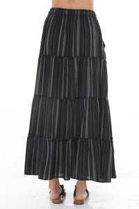 Stripe Tiered Maxi Skirt