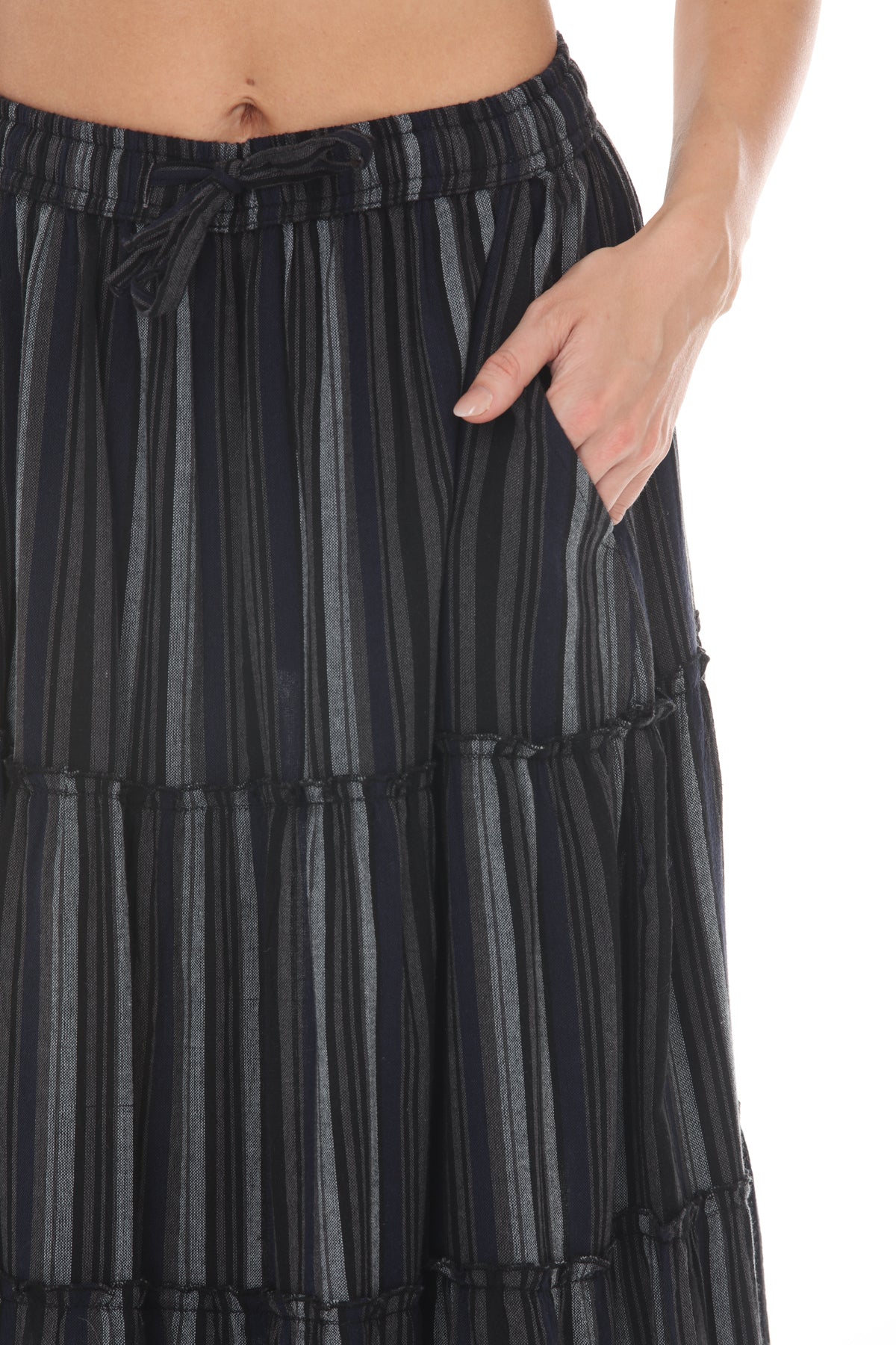 Stripe Tiered Maxi Skirt