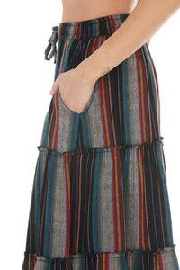 Stripe Tiered Maxi Skirt