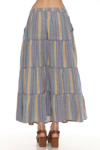 Stripe Tiered Maxi Skirt
