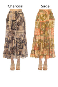 Tropical Patchwork Maxi Skirt