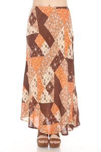 Mushroom Quilt Print Maxi Skirt