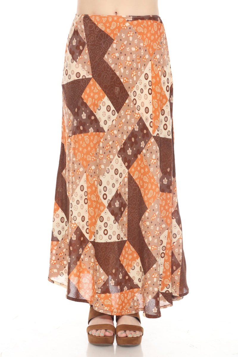 Mushroom Quilt Print Maxi Skirt