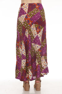 Mushroom Quilt Print Maxi Skirt