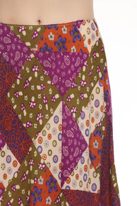 Mushroom Quilt Print Maxi Skirt