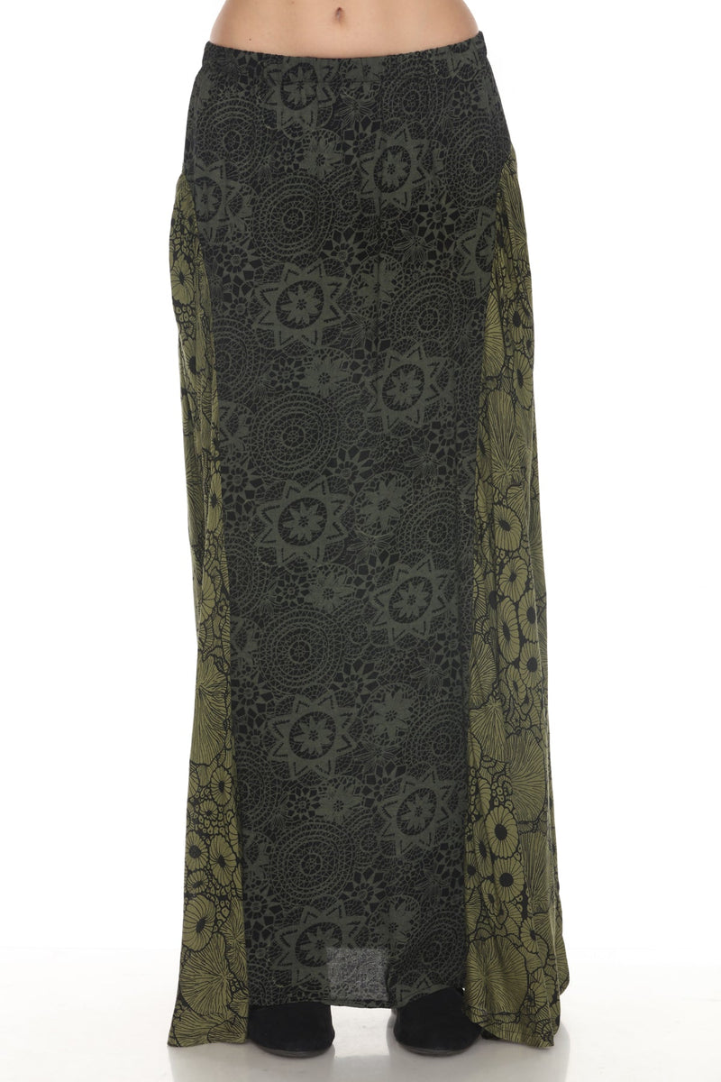 Flowy Lace Print Maxi Skirt
