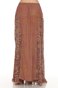 Flowy Lace Print Maxi Skirt